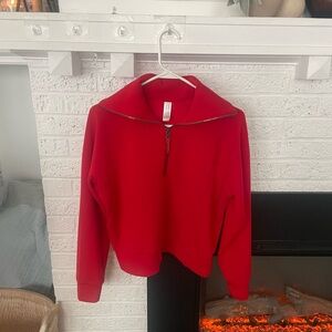Spanx Air Essentials Red Half-Zip Pullover